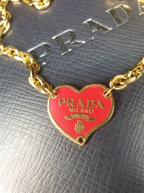 prada heart necklace|heart charm necklace burgendy prada.